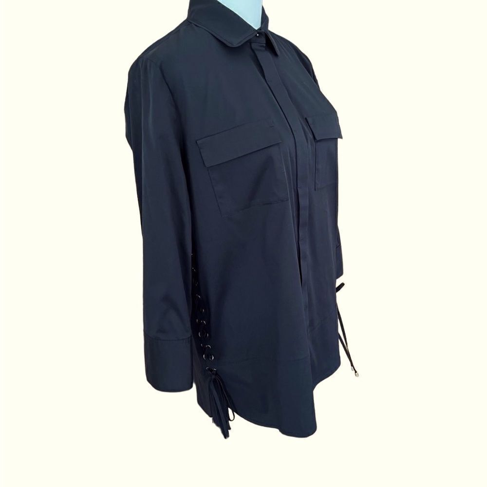 Per Se By Carlisle Black Button Front Blouse With… - image 6